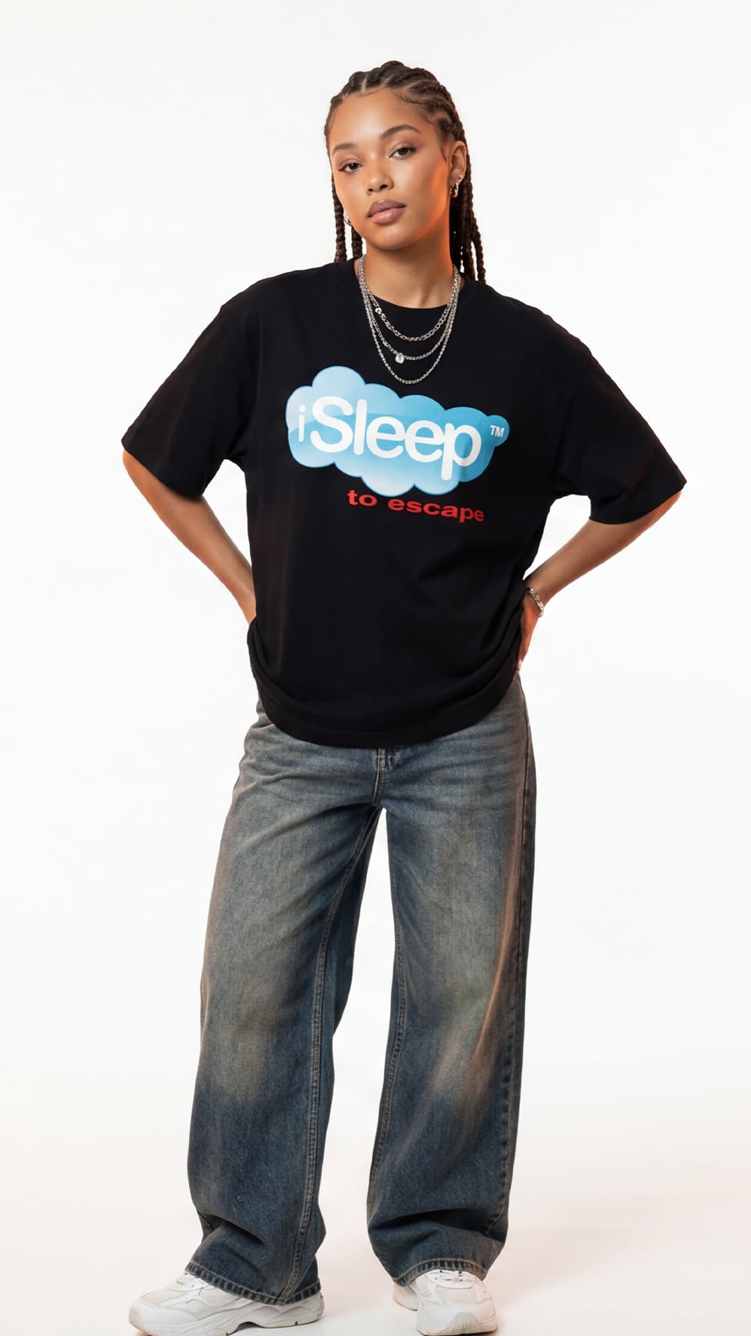 Unisex organic oversized high neck t-shirt